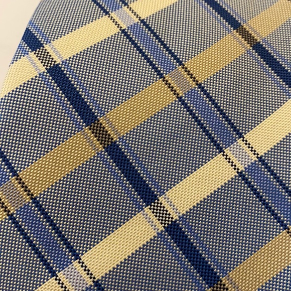 Breuer Blue Plaid Pattern Silk Tie Handmade France - Picture 2 of 4